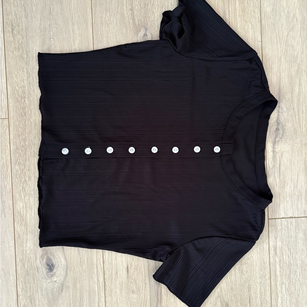 Black Button-Up Women's Top